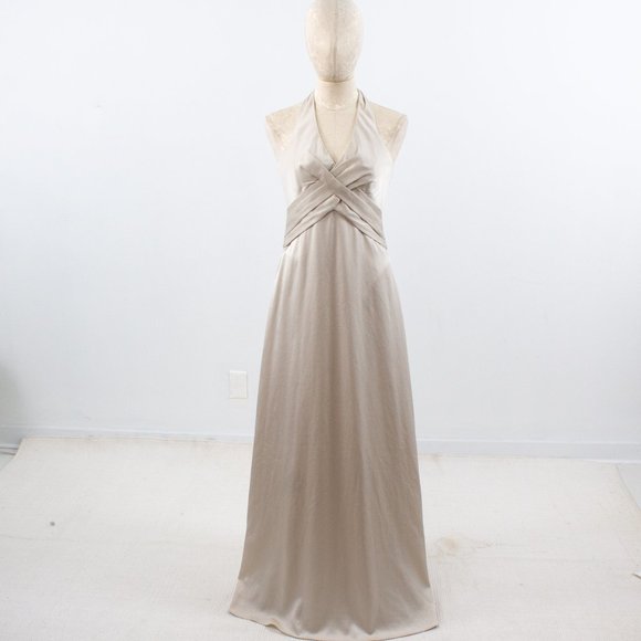 BCBGMaxAzria 4 Satin Bandage Formal Gown Champagne - Picture 2 of 9